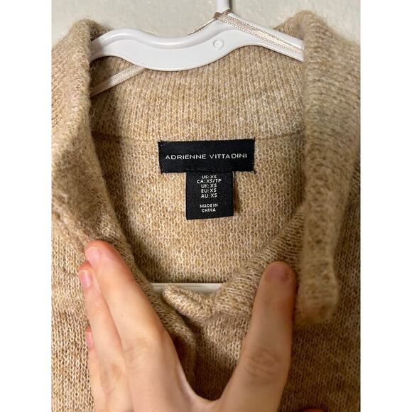 Adrienne Vittadini Women XS Tan Wool Duster Sweater Knit Trench Gold Lion Long - Picture 6 of 7